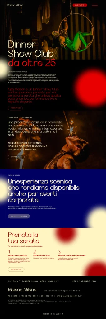 Interfaccia mobile del sito Maison Milano - schermata 2