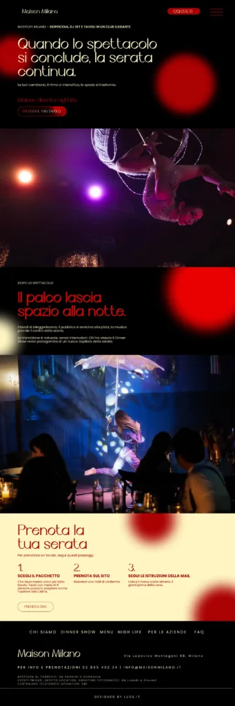 Interfaccia mobile del sito Maison Milano - schermata 4