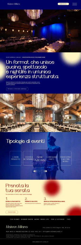 Interfaccia mobile del sito Maison Milano - schermata 5