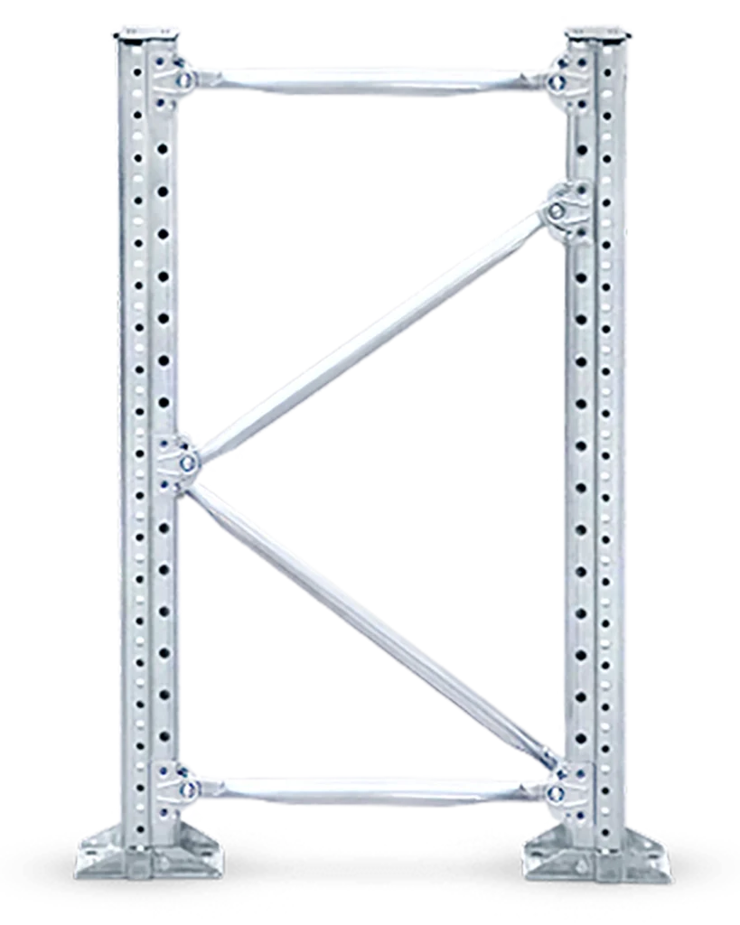 Telaio metallico con controventatura per scaffalatura