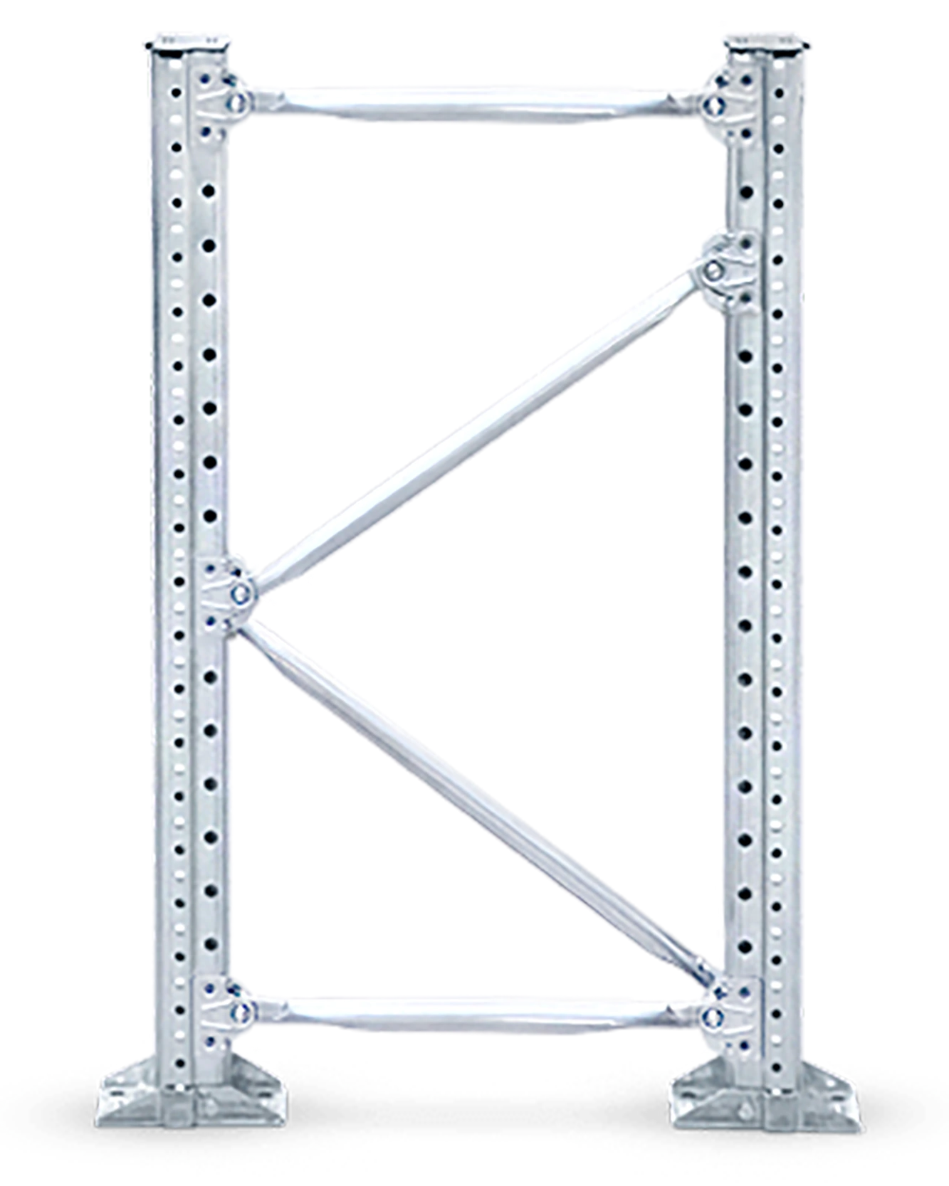 Telaio metallico con controventatura per scaffalatura